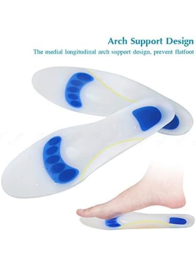 easy care Silicone insole metatarsal pad, arch support insole - effectively relieves foot pain, plantar fasciitis, and muscle fatigue, white and blue - Image 4