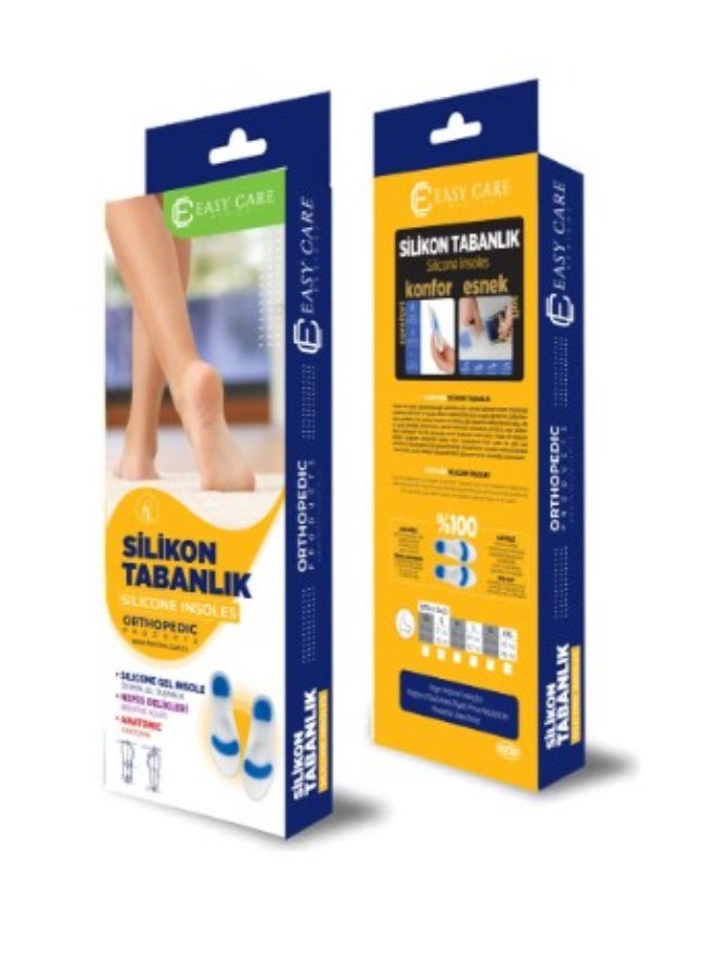 easy care Silicone insole metatarsal pad, arch support insole - effectively relieves foot pain, plantar fasciitis, and muscle fatigue, white and blue - Image 1