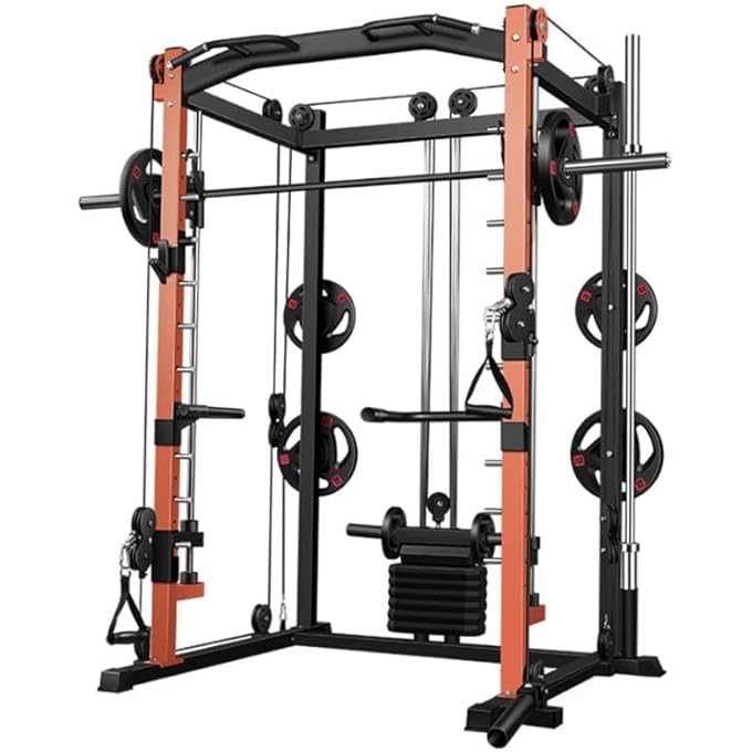 rayihni Miracle Fitness Heavy Duty Smith Machine With Cable Crossover/Lat Attachment Pulley/Pull Up Bar And Landmine/Fully Black Color - Image 5