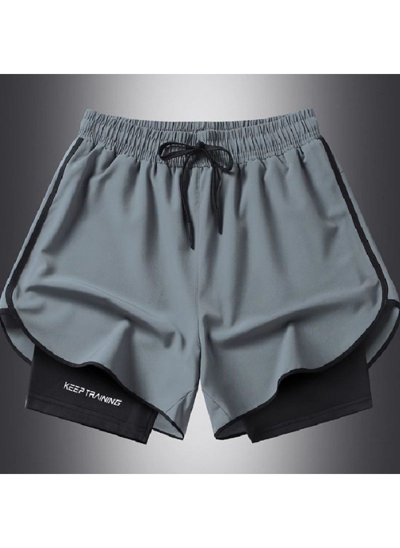 Generic Advanced Delivery Running Shorts For Men And Womens Summer Thin Ice Silk Quick Dry Training Fitness Three Trendy Hotel Workwear Black  - Image 2