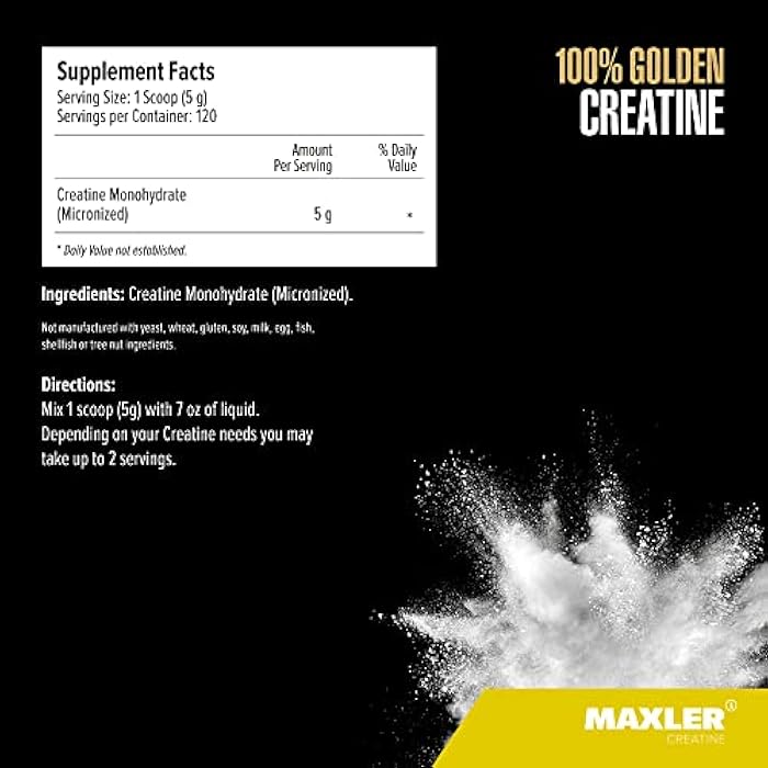 Maxler 100% Golden Creatine - Micronized Creatine Monohydrate Powder - Muscle Building Supplements - Pre/Post Workout Vegan Supplement - Gluten Free Unflavored Creatine Powder - 600 g - Image 5
