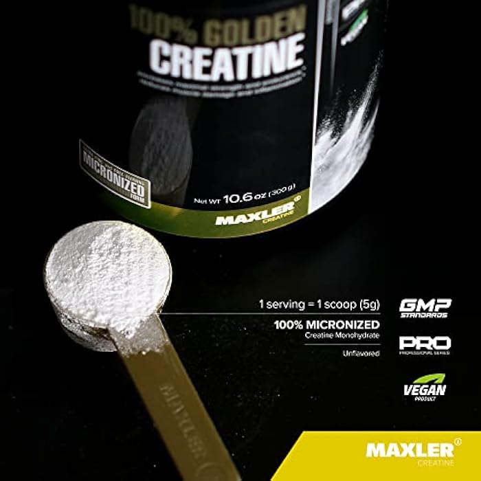 Maxler 100% Golden Creatine - Micronized Creatine Monohydrate Powder - Muscle Building Supplements - Pre/Post Workout Vegan Supplement - Gluten Free Unflavored Creatine Powder - 600 g - Image 3