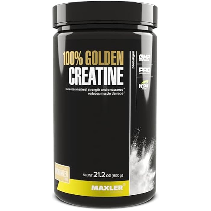 Maxler 100% Golden Creatine - Micronized Creatine Monohydrate Powder - Muscle Building Supplements - Pre/Post Workout Vegan Supplement - Gluten Free Unflavored Creatine Powder - 600 g - Image 1