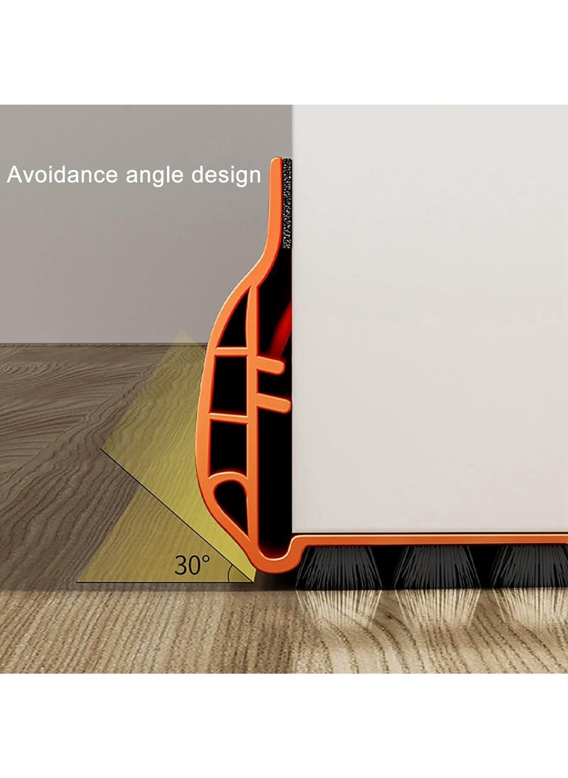 Hihonor - Under Door Draft Stopper with Brush, Upgrade Cuttable Under Door Seal Blocker Insulator Door Sweep Weather Stripping Noise Stopper Strong Adhesive 36.6" Length (Brown) - Image 1