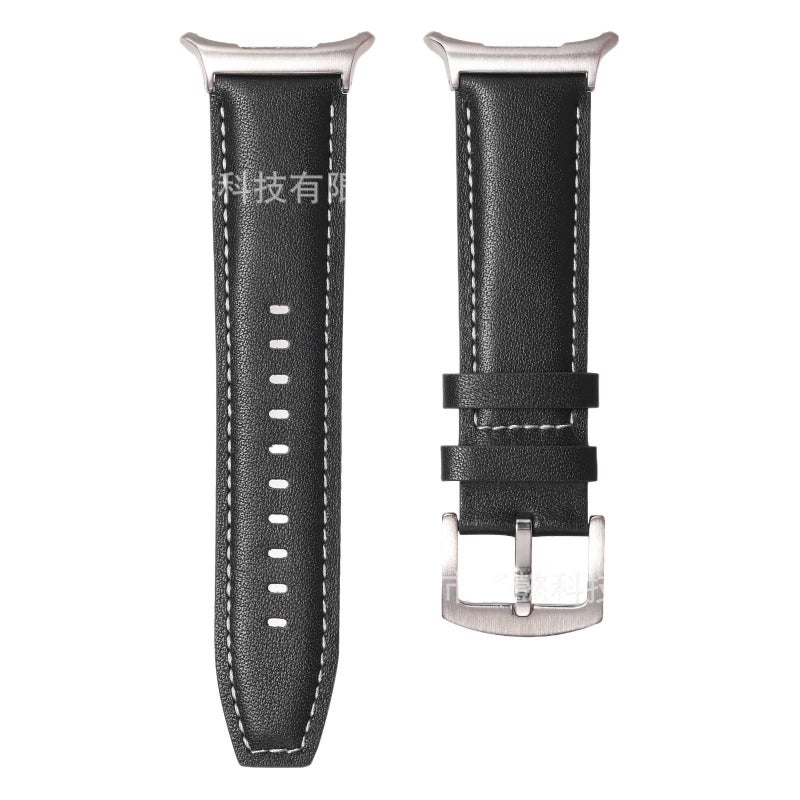 Adjustable Leather Classic Strap Smartwatch Band Compatible with Samsung Galaxy Watch 8 Classic with Fit Replacement Strap in Silver - Image 4