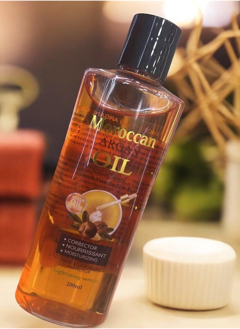 Moroccan Argan Oil Moisturizing Lightening Serum Oil For Massage Face Body Hair 200 ml  - Image 1