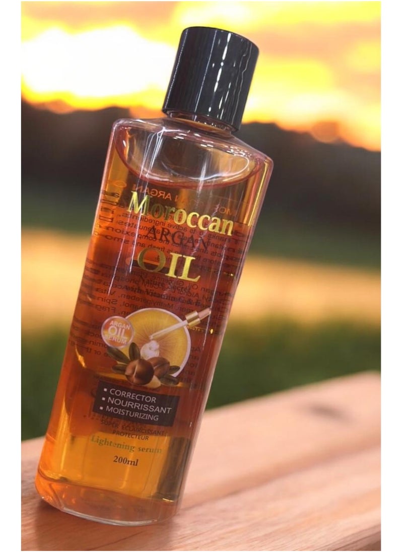 Moroccan Argan Oil Moisturizing Lightening Serum Oil For Massage Face Body Hair 200 ml  - Image 2