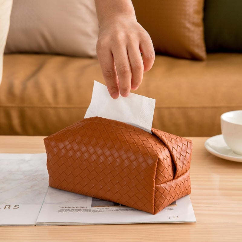 GERRIT 2PCS PU Leather Tissue Box Cover for Living Room and Office - White - Image 2