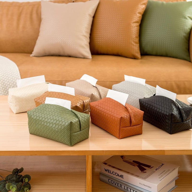 GERRIT 2PCS PU Leather Tissue Box Cover for Living Room and Office - White - Image 4