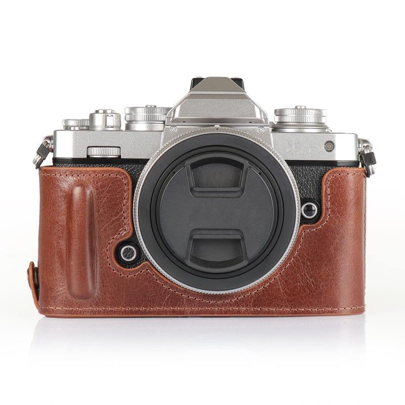 MegaGear MG2016 Ever Ready Genuine Leather Camera Half Case Compatible with Nikon Z fc (Brown) - Image 3