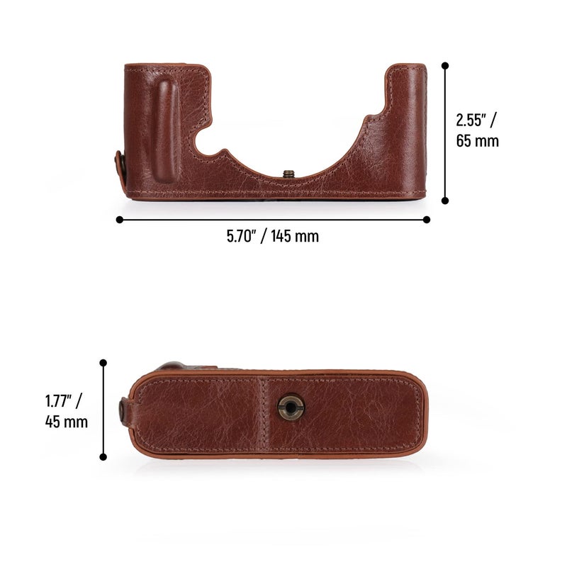 MegaGear MG2016 Ever Ready Genuine Leather Camera Half Case Compatible with Nikon Z fc (Brown) - Image 2