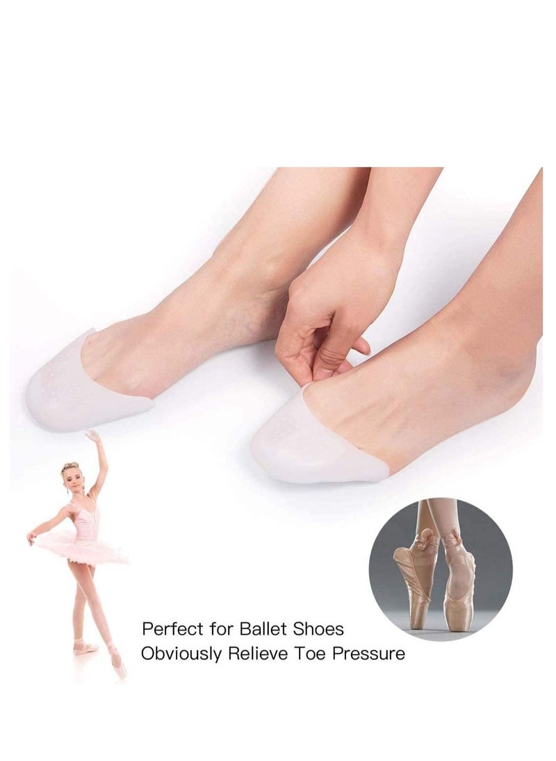Silicone Gel Toe Caps, Soft Protectors Covers, Metatarsal Pads Ballet Pointe Pads with Forefoot Cushion 2 Pairs