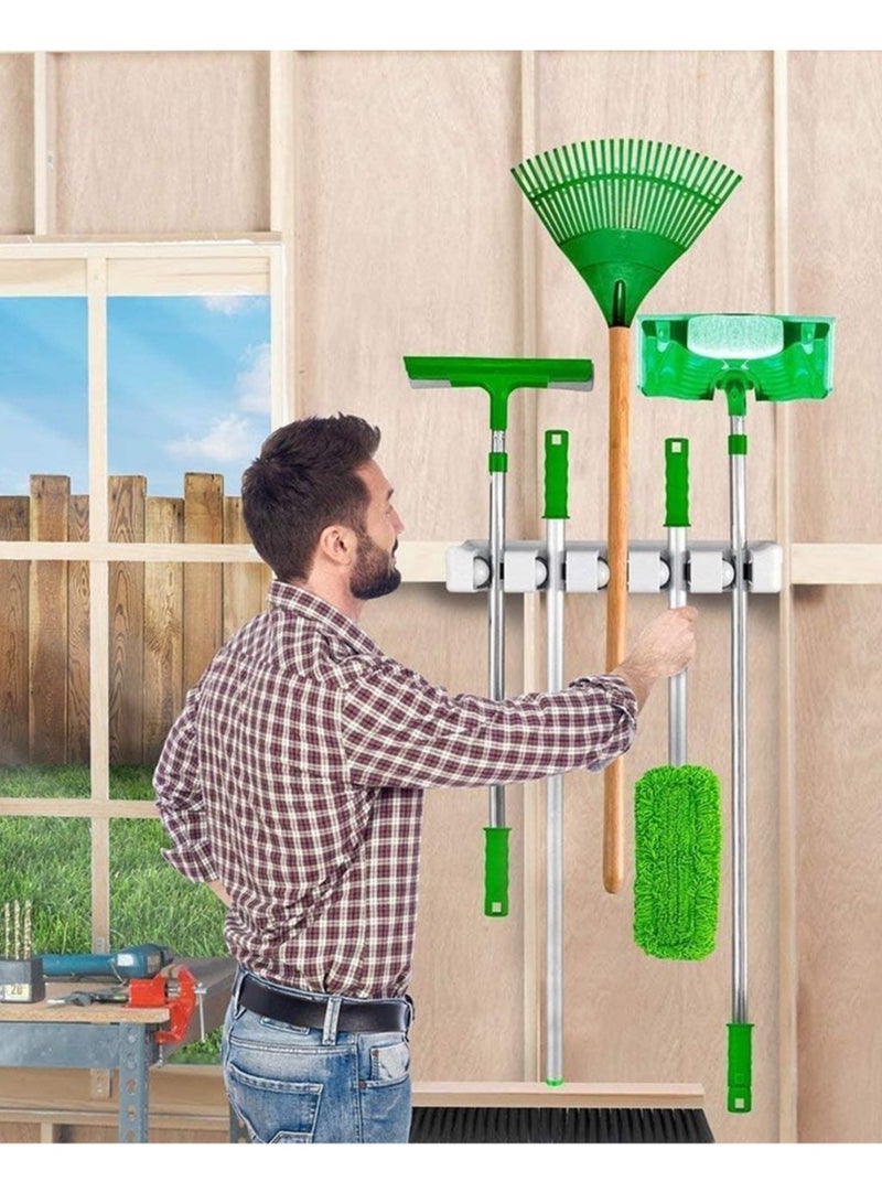 Raxoom Mop Broom Holder, Garden Tools Wall Mounted Commercial Organizer Saving Space Storage Rack For Kitchen Garden And Garage,Laundry Offices5 Position With 6 Hooks, Black, 2X-L1Mk-Ri58, Lc-Hkholder-02 - Image 3