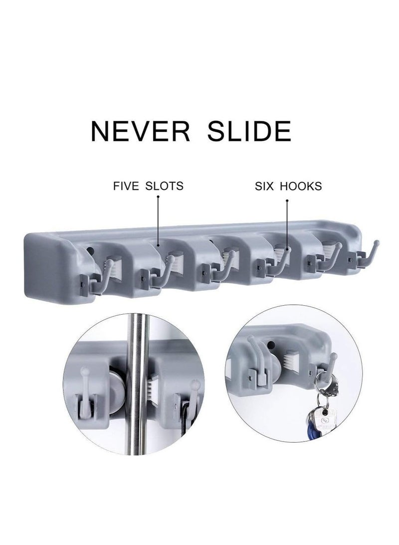 Raxoom Mop Broom Holder, Garden Tools Wall Mounted Commercial Organizer Saving Space Storage Rack For Kitchen Garden And Garage,Laundry Offices5 Position With 6 Hooks, Black, 2X-L1Mk-Ri58, Lc-Hkholder-02 - Image 4