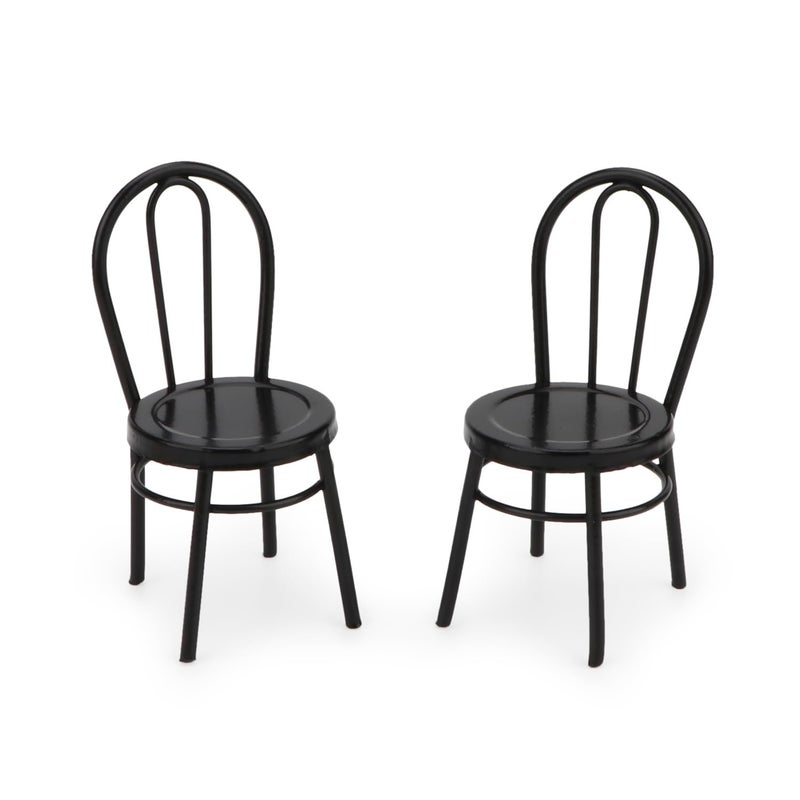 Cutemini 2Pcs Miniature Bistro Chair 112 Scale Furniture Miniature Metal Chairs Dollhouse Soldier Accessories Model Artificial Home Iron Dinning Chair Fairy Garden Building Scene Ornaments Black - Image 3