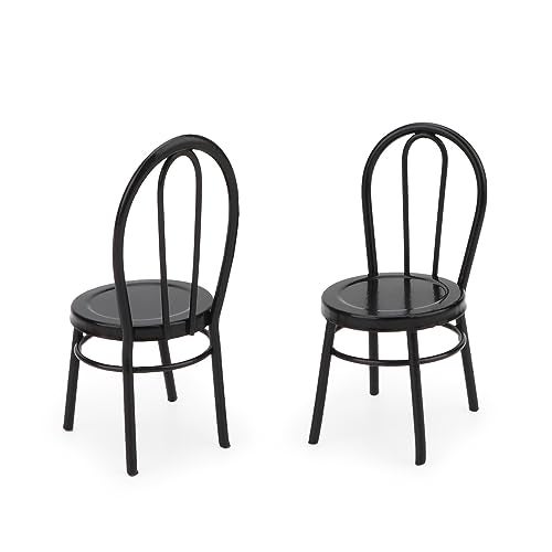 Cutemini 2Pcs Miniature Bistro Chair 112 Scale Furniture Miniature Metal Chairs Dollhouse Soldier Accessories Model Artificial Home Iron Dinning Chair Fairy Garden Building Scene Ornaments Black - Image 5