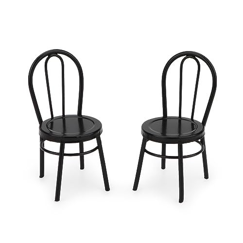 Cutemini 2Pcs Miniature Bistro Chair 112 Scale Furniture Miniature Metal Chairs Dollhouse Soldier Accessories Model Artificial Home Iron Dinning Chair Fairy Garden Building Scene Ornaments Black - Image 1