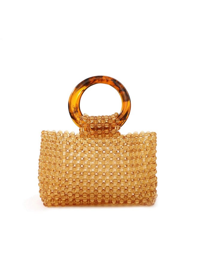 YIFEI Women Colored Transparent Beaded Acrylic Handbag Evening Handmade Bags For Wedding Party (Brown) - Image 1