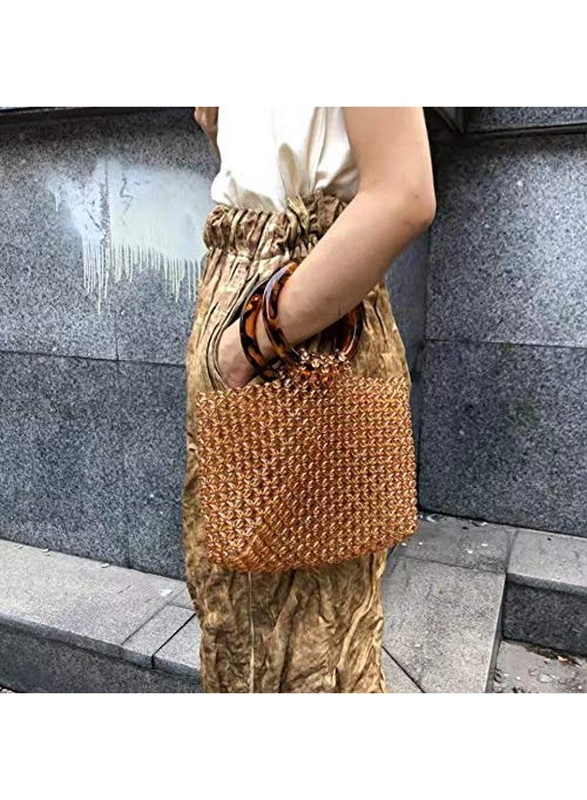 YIFEI Women Colored Transparent Beaded Acrylic Handbag Evening Handmade Bags For Wedding Party (Brown) - Image 2