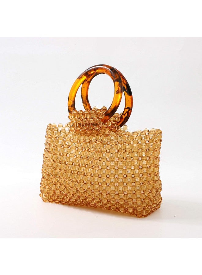 YIFEI Women Colored Transparent Beaded Acrylic Handbag Evening Handmade Bags For Wedding Party (Brown) - Image 3