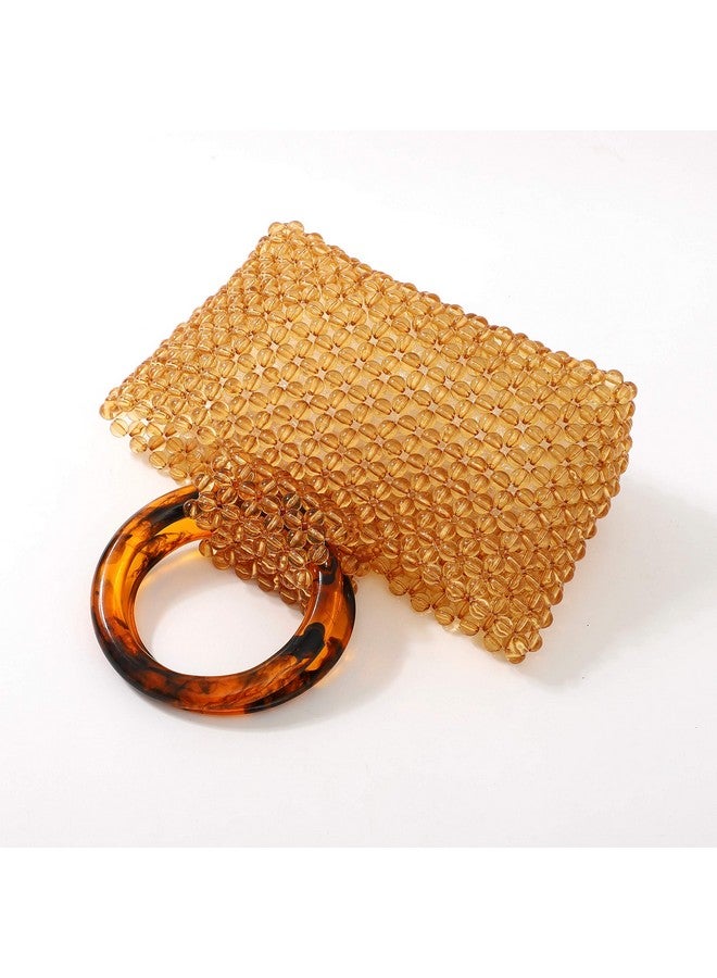 YIFEI Women Colored Transparent Beaded Acrylic Handbag Evening Handmade Bags For Wedding Party (Brown) - Image 4