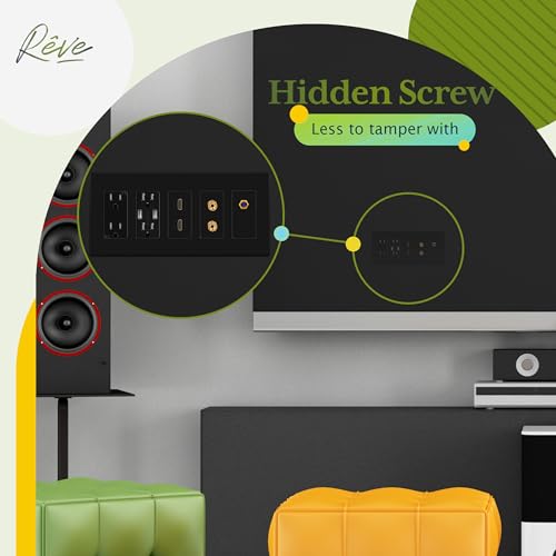 TG Screwless Decorator Wall Plates Child Safe Outlet Covers, Size 5-Gang 4.68" H x 10.14" L, Unbreakable Polycarbonate Thermoplastic, UL Listed, Glossy, Black (1 Pack) - Image 3