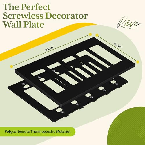 TG Screwless Decorator Wall Plates Child Safe Outlet Covers, Size 5-Gang 4.68" H x 10.14" L, Unbreakable Polycarbonate Thermoplastic, UL Listed, Glossy, Black (1 Pack) - Image 2
