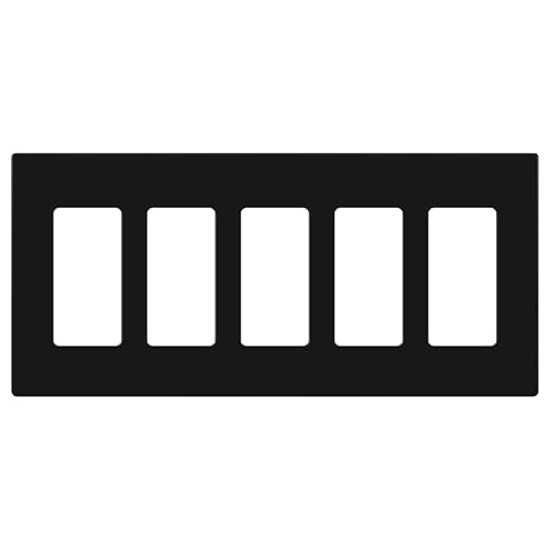 TG Screwless Decorator Wall Plates Child Safe Outlet Covers, Size 5-Gang 4.68" H x 10.14" L, Unbreakable Polycarbonate Thermoplastic, UL Listed, Glossy, Black (1 Pack) - Image 1