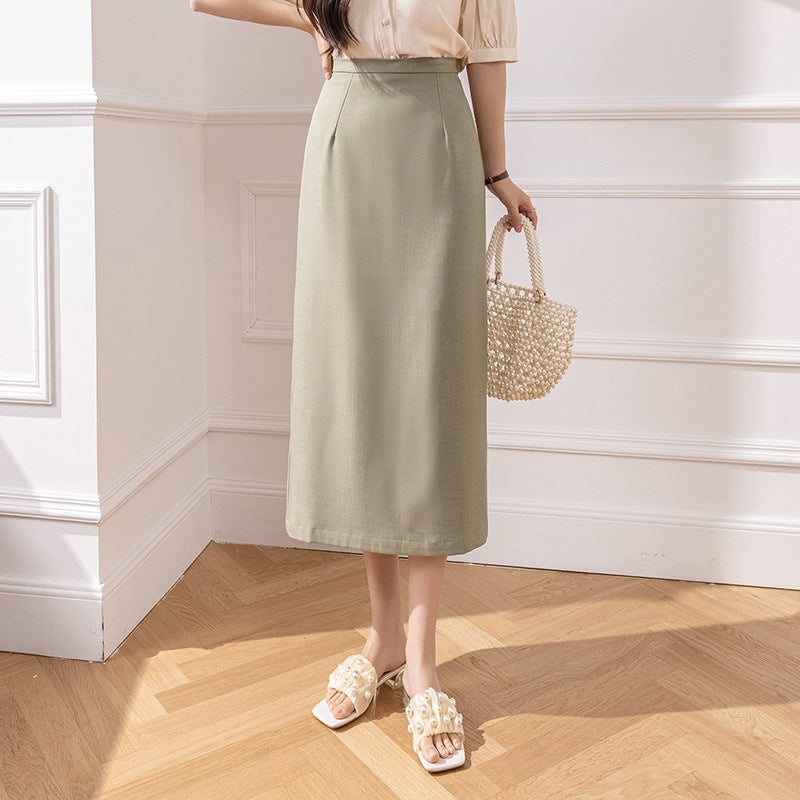 High Waist Skirt 2024 Spring And One-Step Skirt Mid-Length Irregular Pleated A- Line Skirt Fishtail Skirt Commuter - Image 1