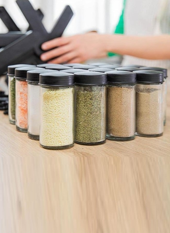 TEFONER Spice jar set with 18 glass jars for organizing spices. Kitchen organizers with a rotating design. spices organizer with labels for writing the contents of the jars. Spice organizer for organizing kitchen accessories with a mesh filter for the spices container. - Image 5