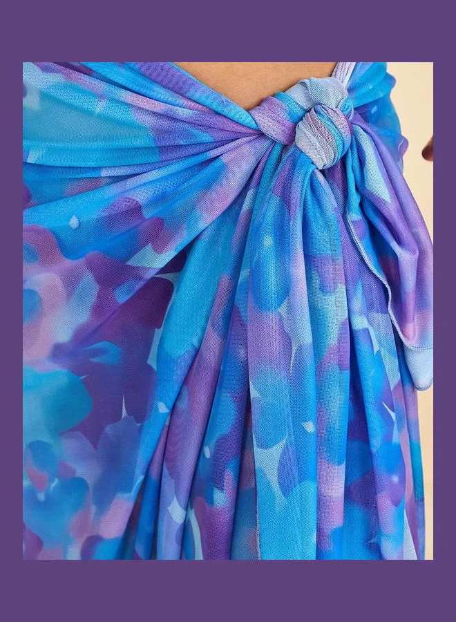 Styli Floral Print Tie Waist Sarong