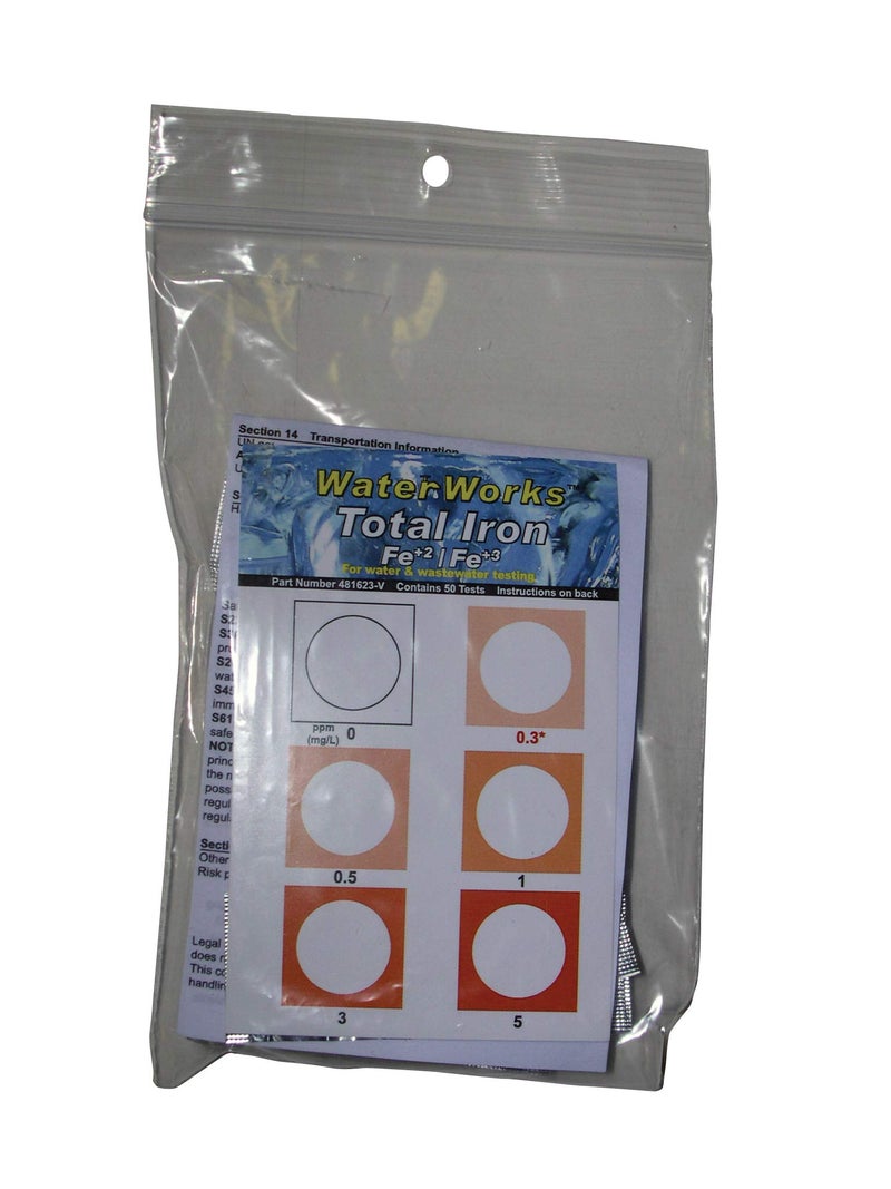 أنظمة الاختبار الصناعية WaterWorks 481623V اختبار الحديد الكلي البصري وقت الاختبار 3 دقائق نطاق 05 ملغ/ل زجاجة من 50