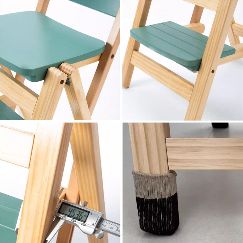 CDDUOLA Folding Bar Stool, 3 Step Multifunction Portable Adults Solid Wood Ladder Stool for Household Kitchen, Bathroom Storage Shelf, Green - Image 5