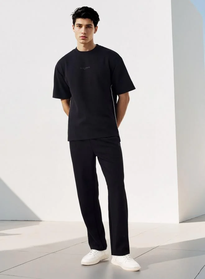 كابا Kappa Printed Crew Neck T-shirt with Side Piping