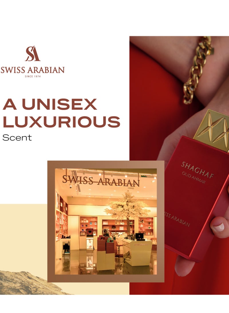 SWISS ARABIAN Shaghaf Oud Ahmar Eau de Parfum, 75ml, Premium Quality Perfume, Women and Men’s Fragrance, fruity, floral, amber Luxurious Blend Perfumes for Men and Women - Image 4