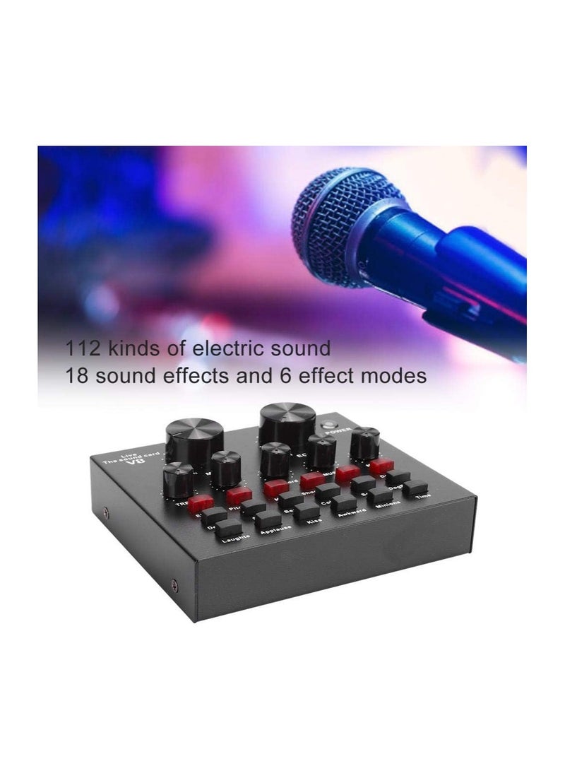 VIUAUAX بطاقة صوت V8 لايف كارد، لوحة خلاط صوت صغيرة محمولة لخلاط الصوت، بطاقة صوت مغير صوت محمولة تدعم الهاتف المحمول والكمبيوتر اللوحي والكمبيوتر المحمول، قابل للتعديل لتسجيل الموسيقى والغناء والكاريوكي والبث - Image 2