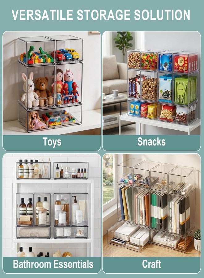 POLRAI 5 Pack Baby Bottles Organizer with Brush and Hooks, Stackable Acrylic Storage Boxes for Baby Bottles, Makeup, Small Items, Clear Storage Containers for Kitchen, Bathroom, Bedroom, Cabinet - Image 5