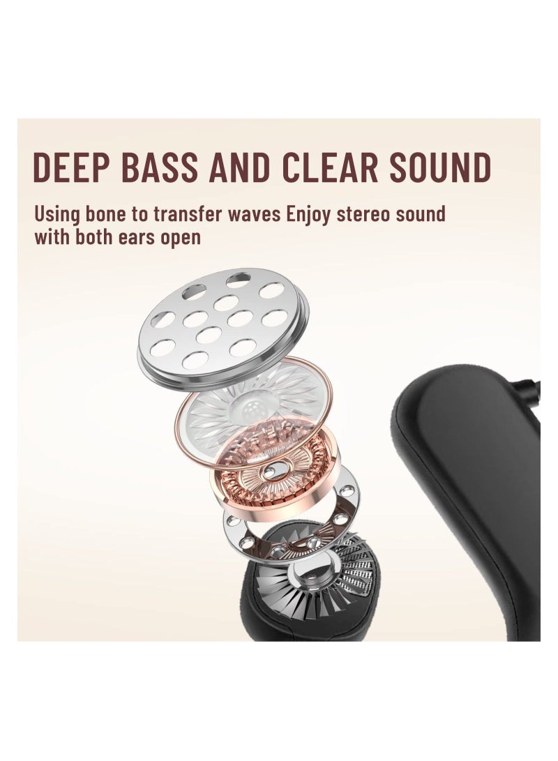 Captaintech Bone Conduction Headphones, Wireless Bluetooth 5.3 Air Conduction Headphones with Built-in Mic, 30Hrs Sports Headset with Power Display HiFi Stereo Sound Earphones for Cycling, Workouts (Black) - Image 1