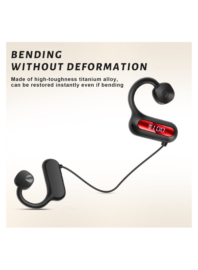 Captaintech Bone Conduction Headphones, Wireless Bluetooth 5.3 Air Conduction Headphones with Built-in Mic, 30Hrs Sports Headset with Power Display HiFi Stereo Sound Earphones for Cycling, Workouts (Black) - Image 2