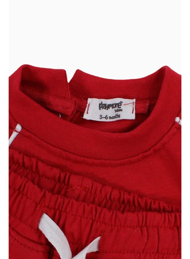 playmore Unisex Baby Red Cotton 2-Piece Outfit Set - Image 3