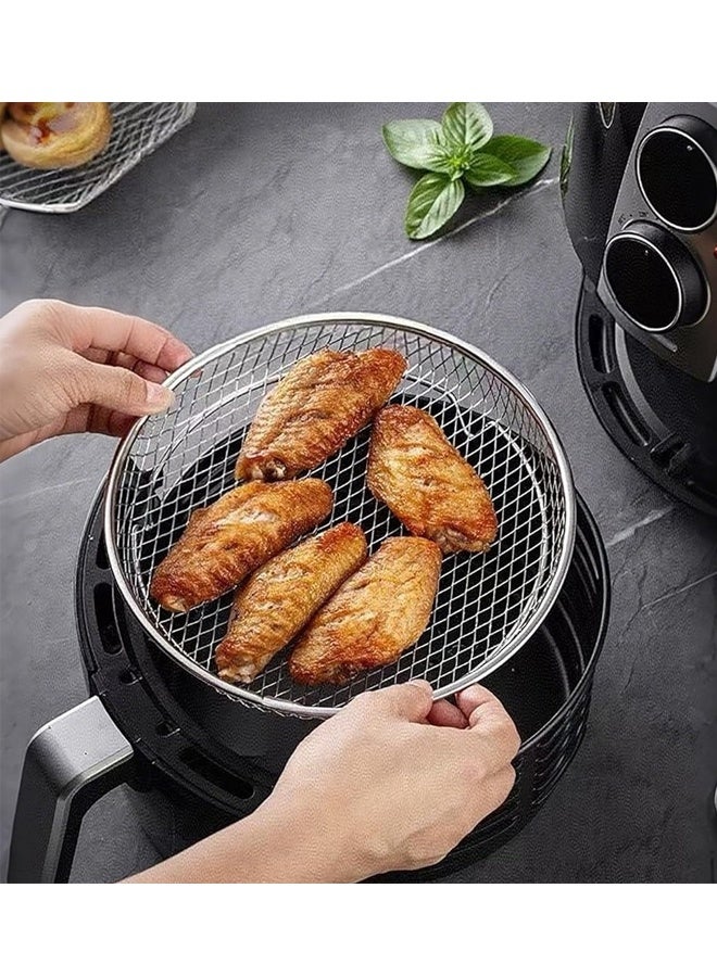 هومستر 8 بوصة مربع الهواء المقلية جولة رف, مجموعة من 3, قابلة للتراكم متعددة الطبقات الفولاذ المقاوم للصدأ مجفف رف, تناسب الهواء المقلية, الفرن, مطبخ الصحافة, الهواء تدفق رف - Image 2