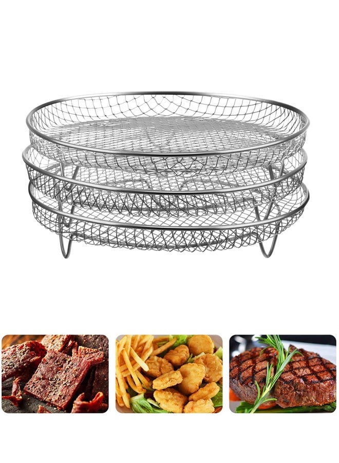 هومستر 8 بوصة مربع الهواء المقلية جولة رف, مجموعة من 3, قابلة للتراكم متعددة الطبقات الفولاذ المقاوم للصدأ مجفف رف, تناسب الهواء المقلية, الفرن, مطبخ الصحافة, الهواء تدفق رف - Image 4