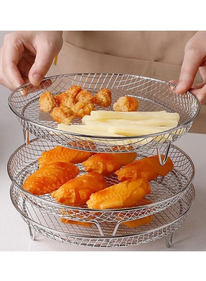 هومستر 8 بوصة مربع الهواء المقلية جولة رف, مجموعة من 3, قابلة للتراكم متعددة الطبقات الفولاذ المقاوم للصدأ مجفف رف, تناسب الهواء المقلية, الفرن, مطبخ الصحافة, الهواء تدفق رف - Image 3