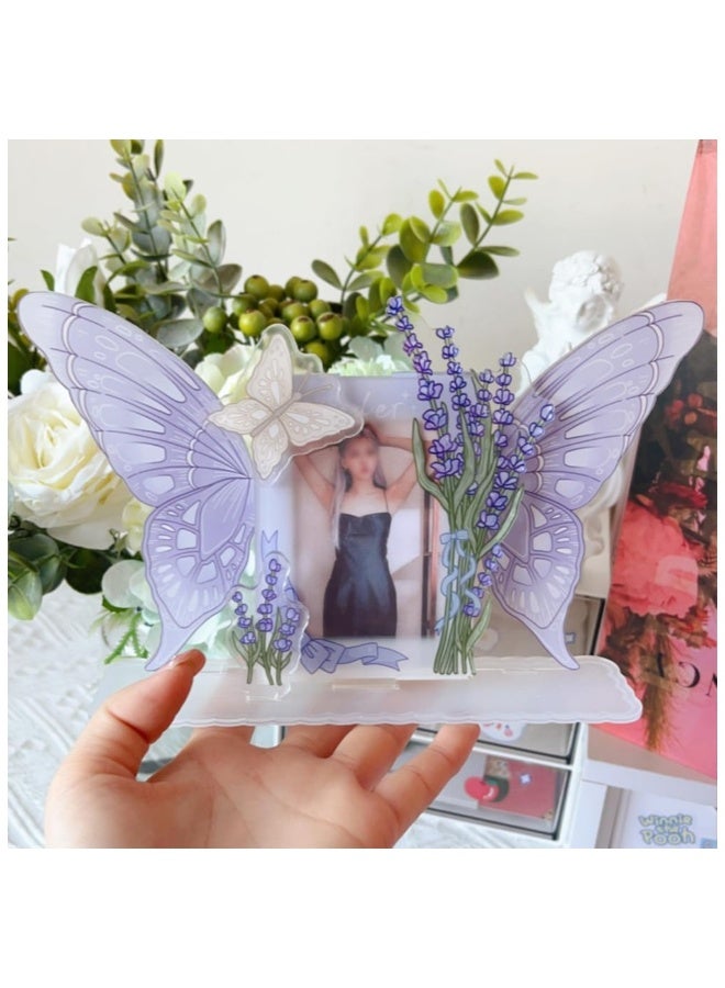 Detachable acrylic Kpop photo card holder, Kpop photo card desktop display stand with decorative accessories, acrylic frame stand  - Image 3