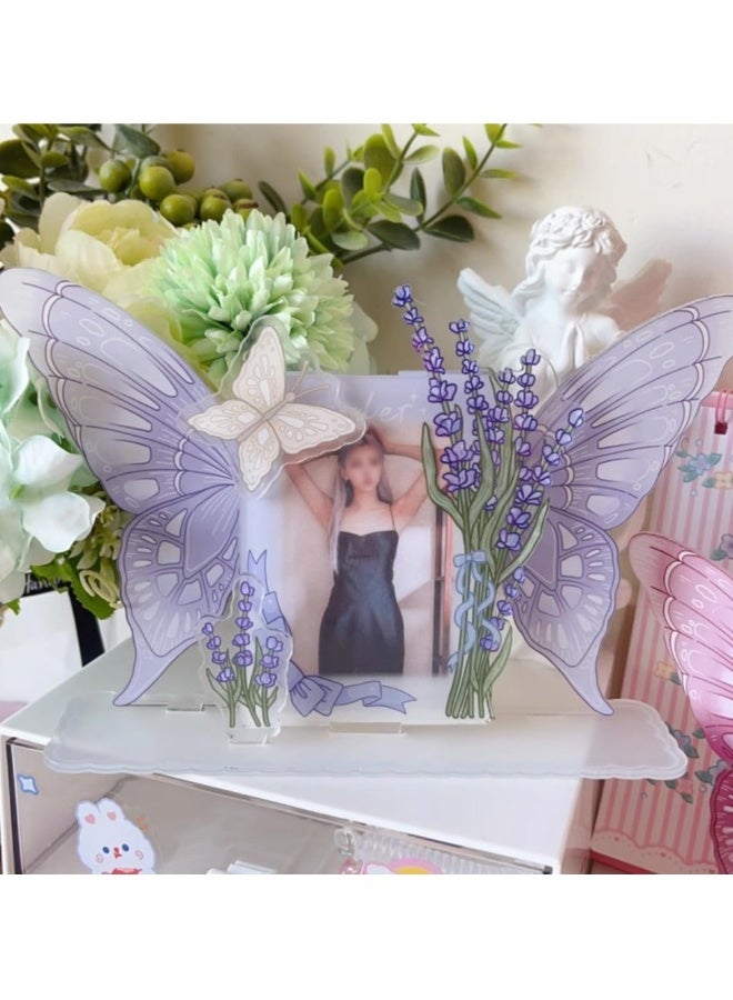 Detachable acrylic Kpop photo card holder, Kpop photo card desktop display stand with decorative accessories, acrylic frame stand  - Image 5