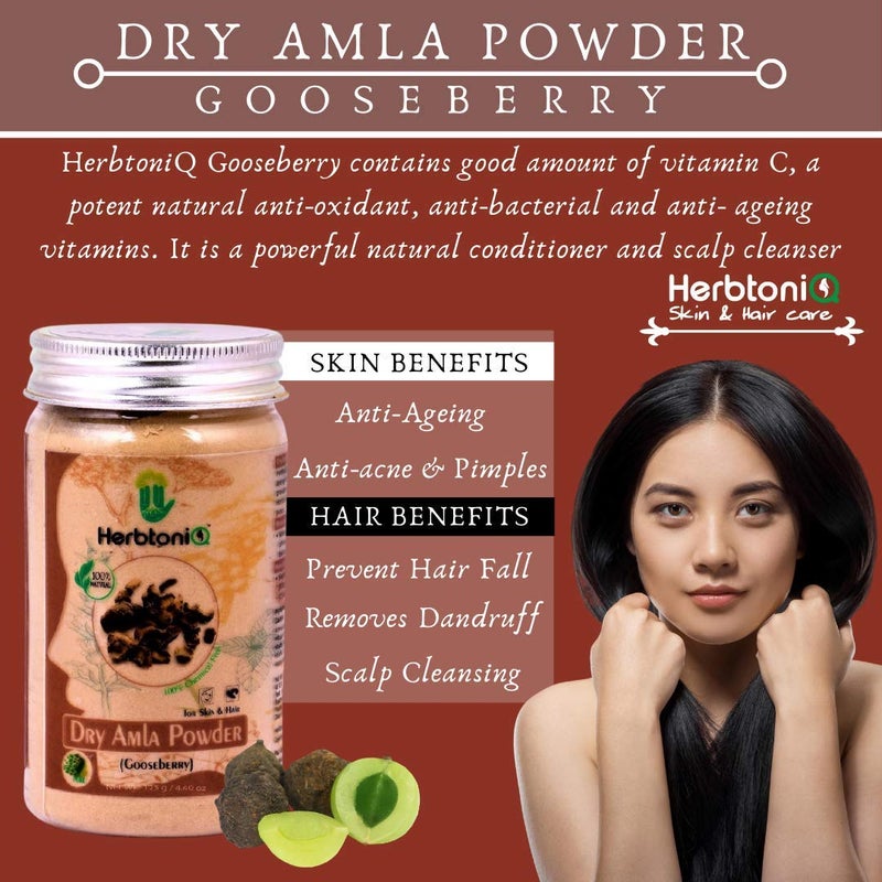 Herbtoniq HerbtoniQ Natural Hibiscus Flower Powder 150g Dry Amla Powder 125g And Neem Leaf Powder 150g For Skin And Hair Care 450g  - Image 3