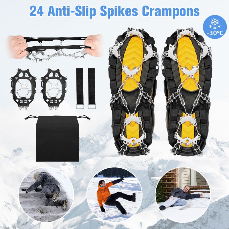 Tomaje 24 Spikes Crampons for Shoes, Anti Slip Ice Cleats for Shoes and Boots, Traction Ice Snow Grip with Stainless Steel Spikes and Silicone Men Women for Hiking, Walking, Climbing, Jogging,Fishing - Image 5