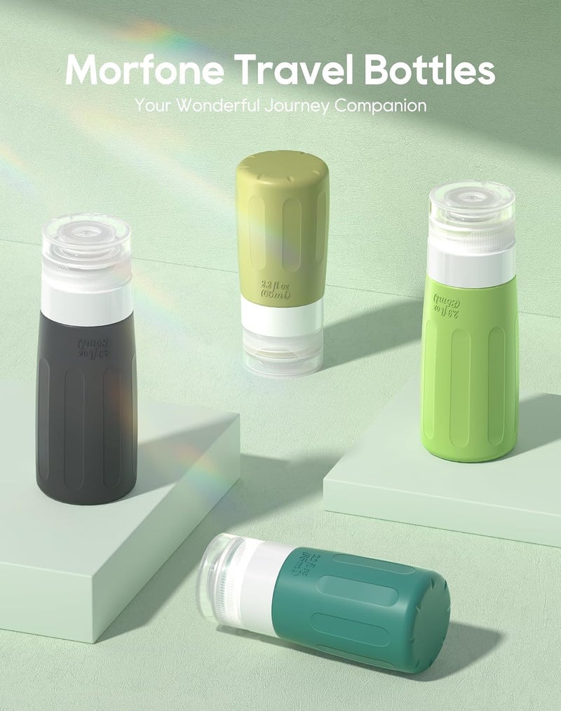 Morfone 16 Pack Silicone Travel Bottles Set for Toiletries TSA Approved Travel Containers Leakproof Squeezable Refillable Travel Accessories 2oz 3oz for Shampoo Conditioner Lotion Liquids(Green) - Image 2
