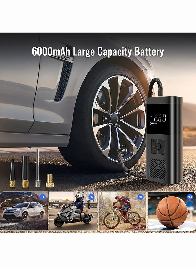 مضخة نفخ إطارات السيارة المحمولة بضغط الهواء، نفخ سريع 150 رطل لكل بوصة مربعة مع شاشة LCD مزدوجة، 【لاسلكية وقوة قوية】 مضخة إطارات كهربائية للسيارة والدراجات النارية والكرات - Image 5