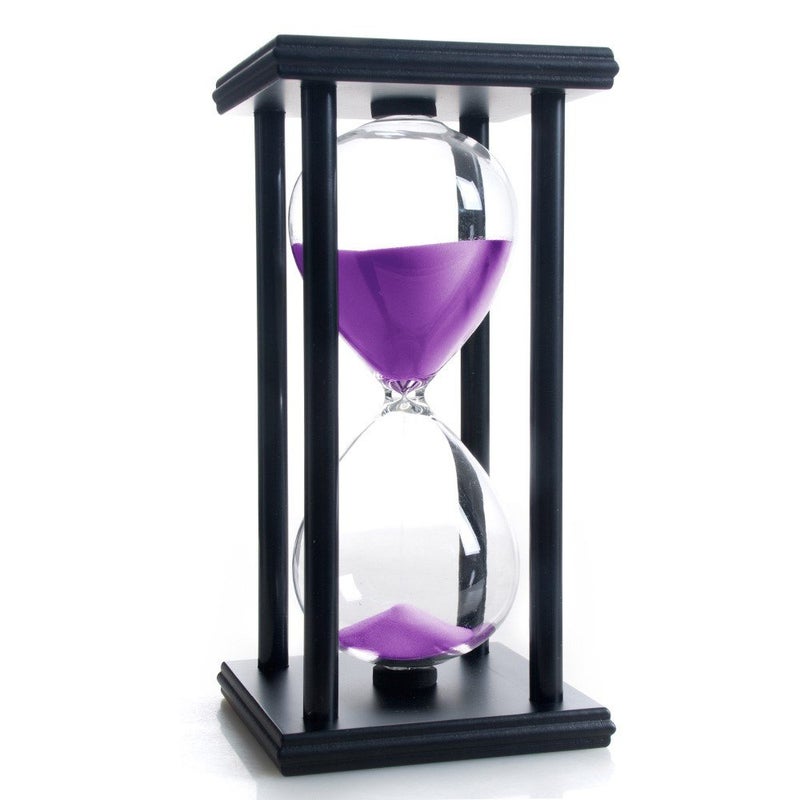 Hourglass 60 Minutes Purple Sand Timer Black Wooden Frame Sandglass